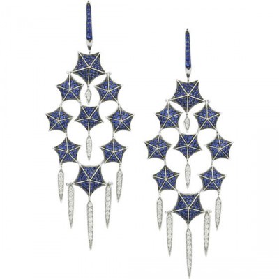 WEBSTER STEPHEN-Collection Stargazer-boucles d'oreilles-or blanc-saphirs-diamants