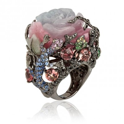 WENDY YUE-or blanc-diamant-saphir-grenat-jade-tourmaline-bague