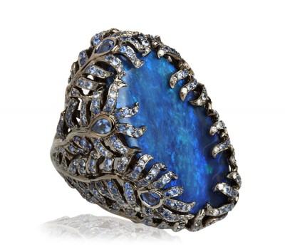 WENDY YUE-or blanc-diamants-saphirs-opale-bague Laguna