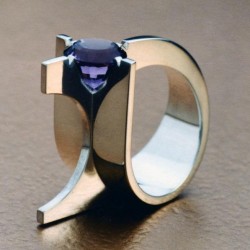 WESLEY HARRIS-Bague 2 doigts-améthyste-argent