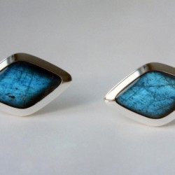 WESLEY HARRIS-Boutons de manchettes-labradorite-argent