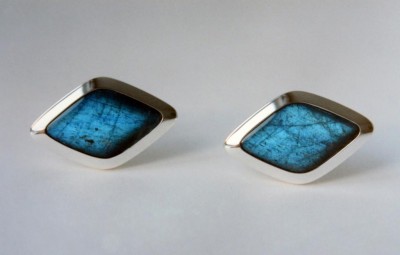 WESLEY HARRIS-Boutons de manchettes-labradorite-argent