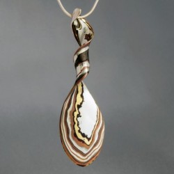 WESLEY HARRIS-Pendentif Mokume Spiralr-Mokume Gane-or vert-argent-cuivre-laiton- shakudo-shibuichi