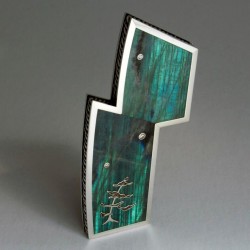 WESLEY HARRIS-Pendentif-Northern Lights-Labradorite-diamants-argent