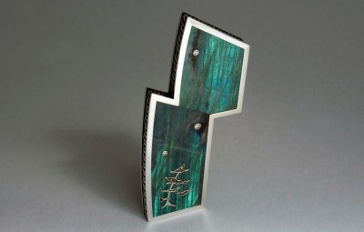 WESLEY HARRIS-Pendentif-Northern Lights-Labradorite-diamants-argent