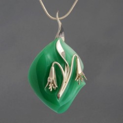 WESLEY HARRIS-Pendentif-chrysoprase gravée-argent