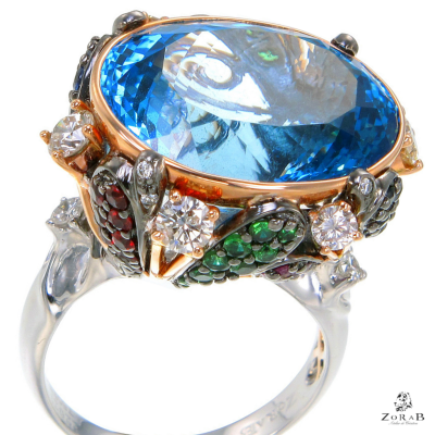 ZORAB grenats-tsavorites-topaz swiss blue-diamants