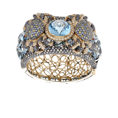 ZORAB-saphirs-topaze bleue-diamants blancs-diamants jaunes-palladium-or