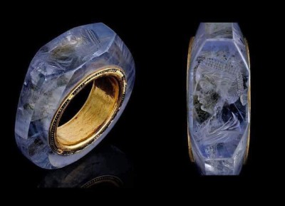 #ring #belonged to Roman emperor Caligula #single carved sapphire.
