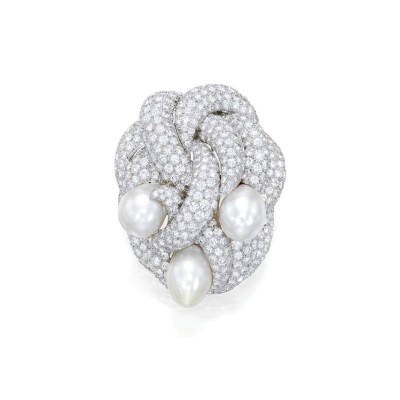 #DAVID WEBB #CulturedPearl #diamonds #Brooch