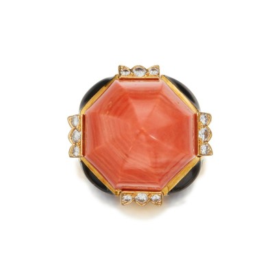 #DAVID WEBB #Gold #Coral #Diamond #Enamel #Ring #or #corail #diamant #Bague
