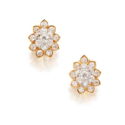 #DAVID WEBB #Gold #Diamond #Earclips