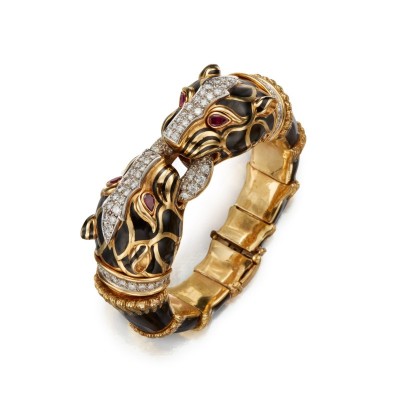 #DAVID WEBB #Gold #Enamel #Diamond #Ruby #Bracelet