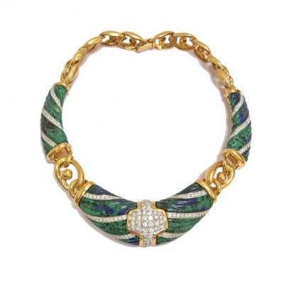 #DAVID WEBB #Gold #Platinum #Azurite #Diamond #Diamant #Necklace #Collier