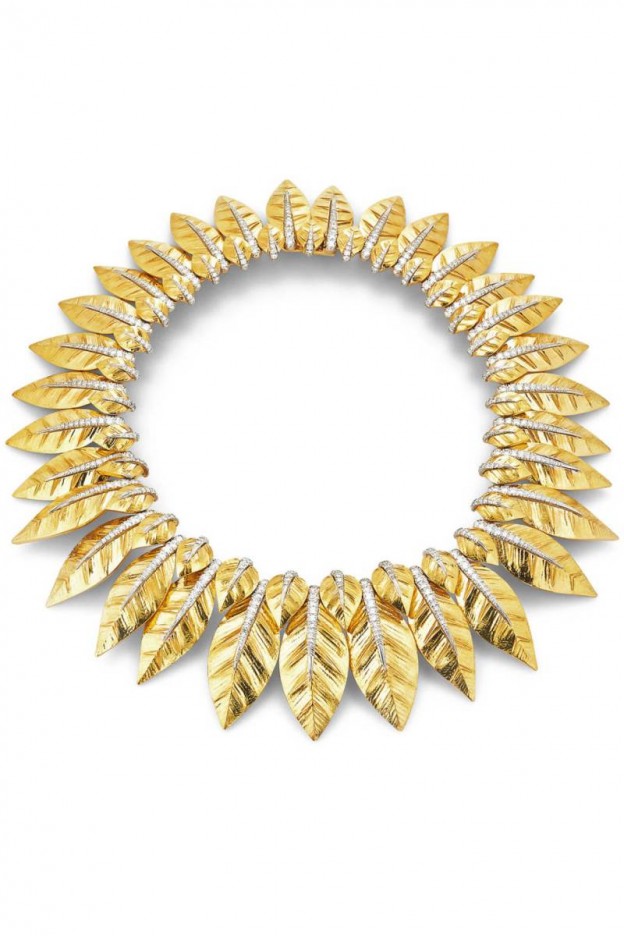DAVID WEBB LAUREL-collier-or-diamants