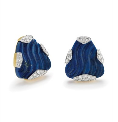 #DAVID WEBB #Lapis Lazuli #Diamond #Platinum #Gold #Earrings #Diamant #Platine #Or #Boucles d'oreilles