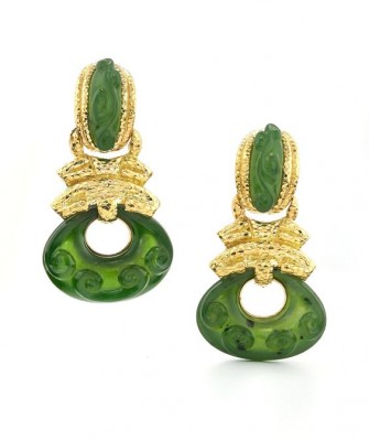 #DAVID WEBB #Nephrite #Jade #Boucles d'oreilles #Gold #Or