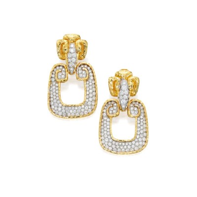 #DAVID WEBB #Penadant-Earclips #diamonds #gold