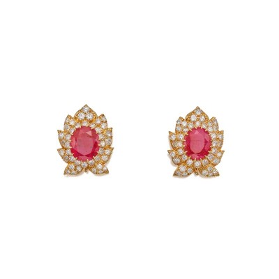 #DAVID WEBB #Ruby #Diamond #Earclips #Rubis #Diamant #Boucles d'oreilles
