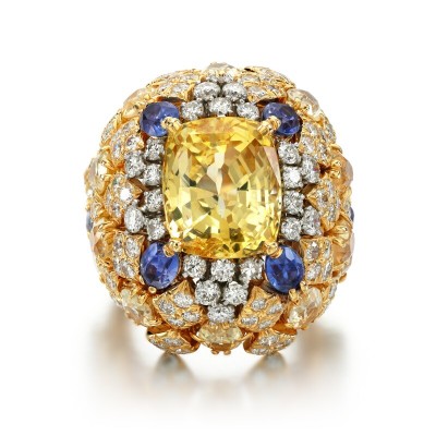 #DAVID WEBB #Yellow sapphire #blue sapphire #diamond #ring #saphir jaune #saphir bleu #diamant #bague