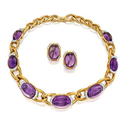 #DAVID WEBB #amethysts #diamonds #necklace #Earclips