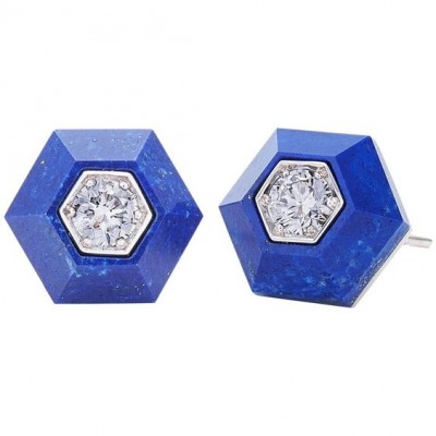 #FRED LEIGHTON #Lapis lazulis #diamond #diamant #Earrings #boucles d'oreilles