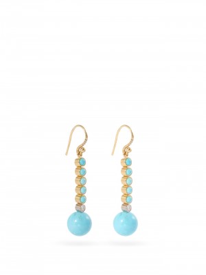 #IRENE NEUWIRTH #Earrings #Turquoises #Diamonds #Diamants #Boucles d'oreilles