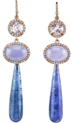 IRENE NEUWIRTH-boucles d'oreilles-kunzite-jade lavande-tanzanite-diamants