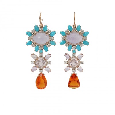 IRENE NEUWIRTH-earings-or rose-boucles d'oreilles-jade lavande-opale de feu