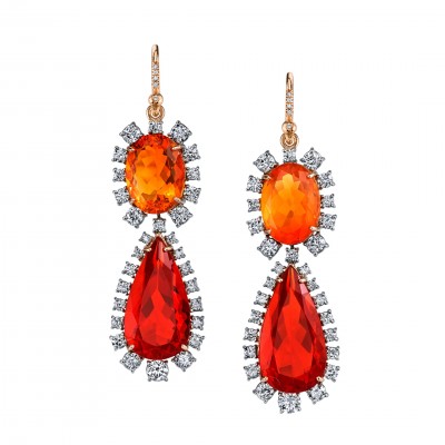 IRENE NEUWIRTH-opale de feu-diamants-boucles d'oreilles