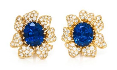 JULIUS COHEN-boucles d'oreilles-saphirs-diamants