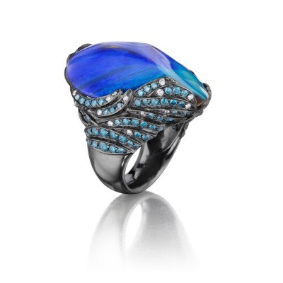MIMI SO-Opale Boulder-diamants bleus-diamants blancs