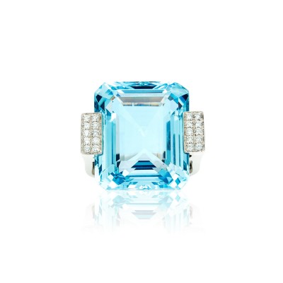 PALOMA SANCHEZ - Aquamarine, diamonds, set in 18K white gold ring