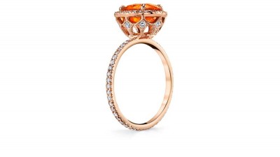 #ERICA COURTNEY #18K Rose Gold “Emani” ring #2.80ct orange Sapphire #Diamonds