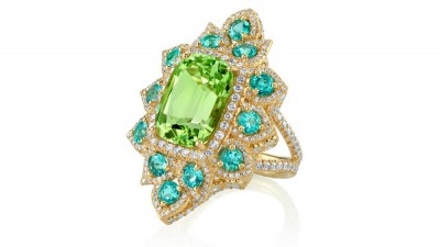 #ERICA COURTNEY #Bague #or jaune #Tourmalne Paraiba #Diamants #Tourmaline #Diamonds