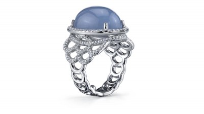 #ERICA COURTNEY #Platinum “Treasure” ring #Chalcedony #Diamonds