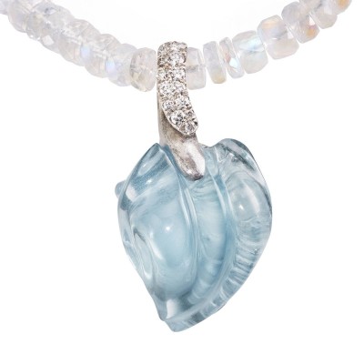 #NAOMI SARNA # Aquamarine #Moonstone #necklace #Aigue marins #pierre de Lune #pendentif #pendant