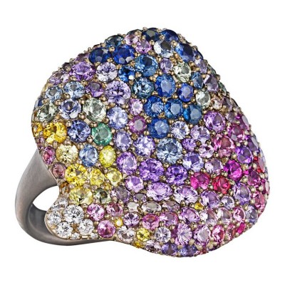 #NAOMI SARNA #Ring #multicolored Diamonds #Sapphires #Amethyst #Diamants Multicolores #Améthyste