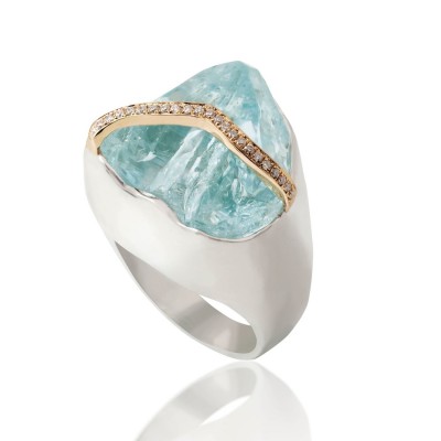 EZ Aquamarine - diamonds Ring