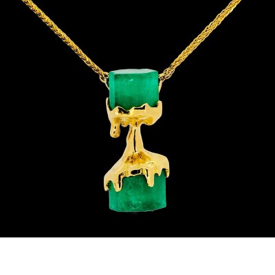 PALOMA SANCHEZ- Pendant--rough emerald-gold