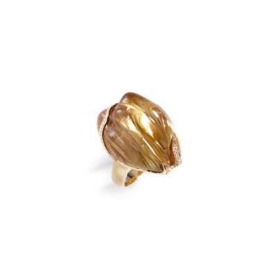 PALOMA SANCHEZ carved rutiled quartz with diamonds