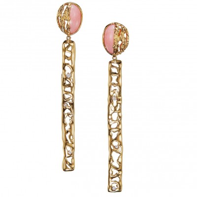PALOMA SANCHEZ- pink peruvian opals-diamonds-earrings-gold