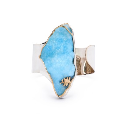 PALOMA SANCHEZ-rough hemimorphite-gold-bangle