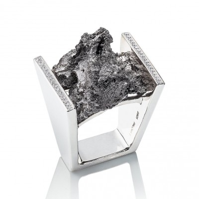 PALOMA SANCHEZ- titanium-nuggetèround-brillant-diamonds-0.10ct-silver-white gold