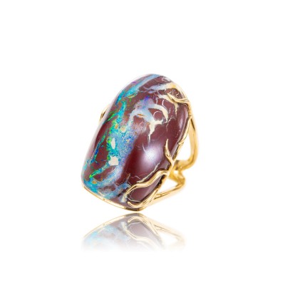 PALOMA SANCHEZ - Yowah Nut Opal from Australia, 18K yellow gold ring
