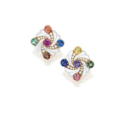 #BULGARI #COLLIER #sapphires #diamonds #emeralds #Mother-of-pearl #earclips