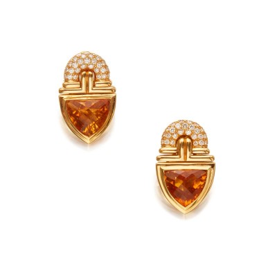 #BULGARI #Citrine #Diamond #Diamant #'Parentesi' Earclips