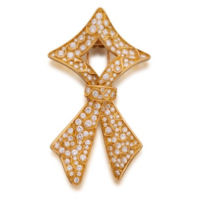 #BULGARI #Gold #Diamond #Clip-Brooch #Or #Diamant #Broche