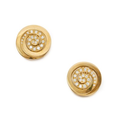 #BULGARI #Gold #Diamond #Earclips #Or #Diamants #Boucles d'oreilles