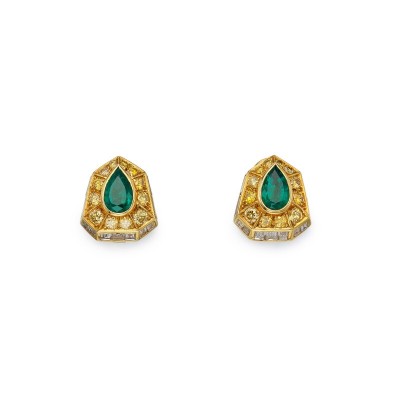 #BULGARI #Gold #Diamond €Emerald #Earclips #Or #Diamants #Emeraude #Boucles d'oreilles